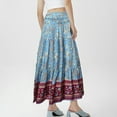 thumbnail image 4 of GXIPO Womens 2025 Maxi Skirt Casual Flowy Elastic High Waist Long Skirts with Pockets Summer Beach Cover Up Blue 2XL, 4 of 4
