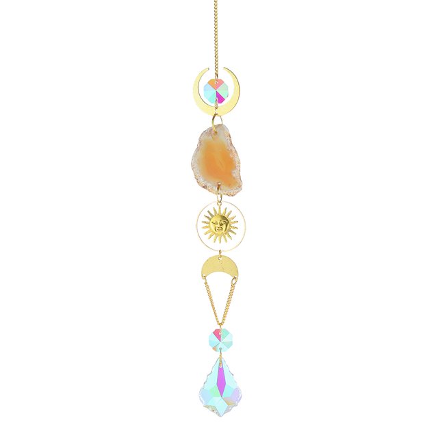 Receptor De Luz Crystal Light Catcher Devil Eye Planet Campanas de viento de metal para la pared del hogar (naranja)