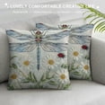 thumbnail image 3 of Orinice  Dragonfly Throw Pillow Cushion Cover, Vintage Retro Farm Life Inspired Moth with Daisies Lilies Leaves Image, Decorative Square Accent Pillow Case,  White, 3 of 5
