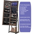 thumbnail image 5 of Industrial Mirror Jewelry Cabinet Armoire,6 LEDs Mirrored Jewelry Storage,Rustic Brown, 5 of 8
