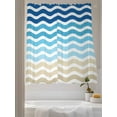 thumbnail image 3 of Sheer Curtains 72 inches Long, Abstract Gradient Waves Blue Khaki Water Ripple Stripes Light Filtering Sheer Window Curtains Rod Pocket Voile Drapes for Bedroom Living Room, 52"W x 72"L 2 Panels, 3 of 7