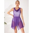 thumbnail image 3 of Miutii Women's Shiny Glittery Asymmetrical Praise Dance Tunic Overlay Worship Top Dress Ballet Purple XL, 3 of 8