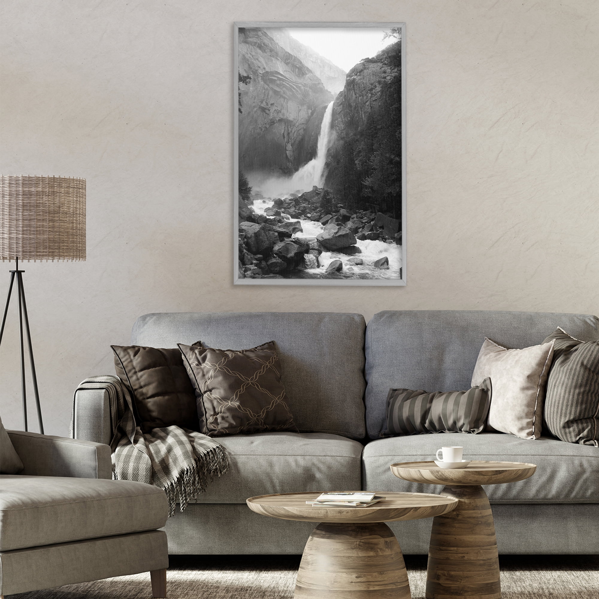 Stupell Industries Rocky Yosemite Falls Gray Framed Giclee Art, design by Kim Curinga