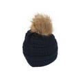 thumbnail image 3 of Gravity Threads Cable Knit Faux Fur Pom Pom Beanie Hat, Navy, 3 of 3