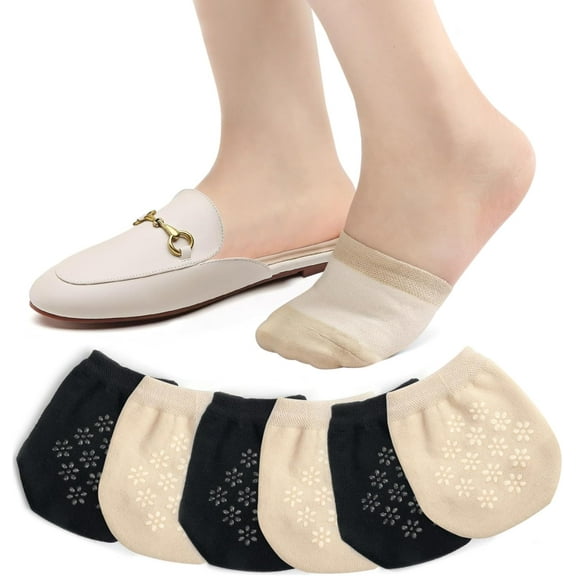 Women's Toe Socks for Mules, Half Socks for Women Toe Toppers Liner No Show Toe Covers 4/6 Pairs
