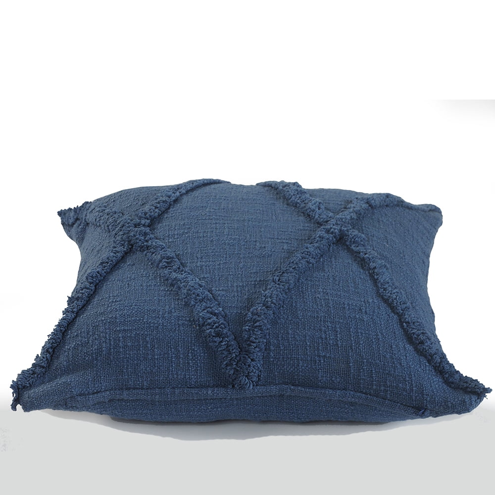 Ox Bay Sara 18" x 18" Coronet Blue Shag Diamond Cotton Adult Decorative Throw Pillow Cover