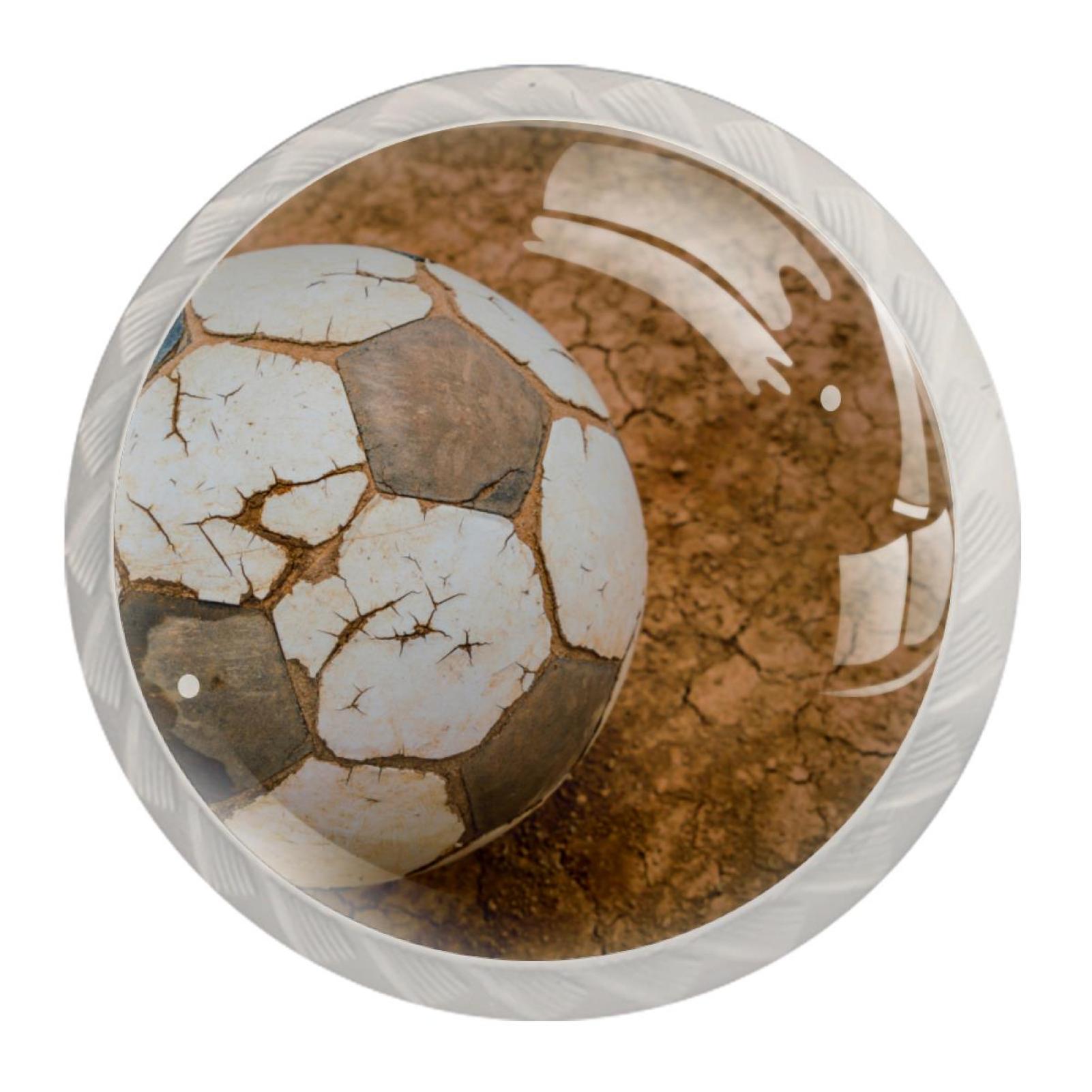 Ownta Old Soccer Ball Football Round Glass Drawer Handles Knobs Pulls