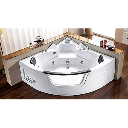 2 Person Bathtub White Corner Fitting Jetted Computerized Whirlpool 29 Massage Jets Window Built In Heater Fm Radio Spa Tub 30 Amp Model 050a Wh W