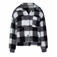 thumbnail image 5 of jsaierl Women's Fuzzy Fleece Jacket Casual Plaid Button Down Teddy Jacket Coat Outerwear, 5 of 9