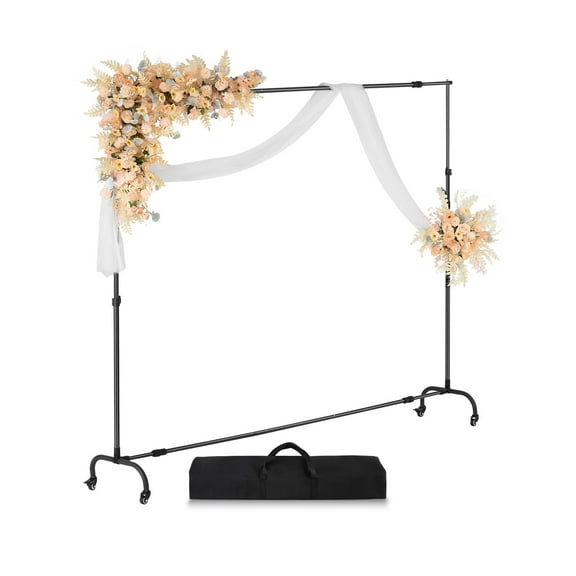 VEVOR Backdrop Stand with Wheels, 7 x 10 ft Adjustable Photo Backdrop Stand Kit, Moveable Background Backdrop Stand, Heavy Duty Projector Screen Stand, for Wedding, Photo Studio & Party