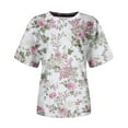 thumbnail image 5 of Dyegold Women's Summer Short Sleeve Tshirts Crew Neck Floral Printed Tunic Tees Trendy Casual Loose Plus Size Tops Blouse, 5 of 6
