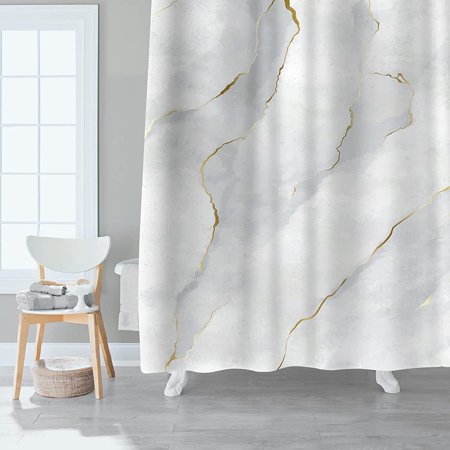Huaca Design Simple Style Fabric Shower Curtain Gray And White Marble With Golden Line Bathroom Decoration Curtains Tapestry Canada Huaca Design Simple Style Fabric Shower, Tapestry Style Shower Curtain