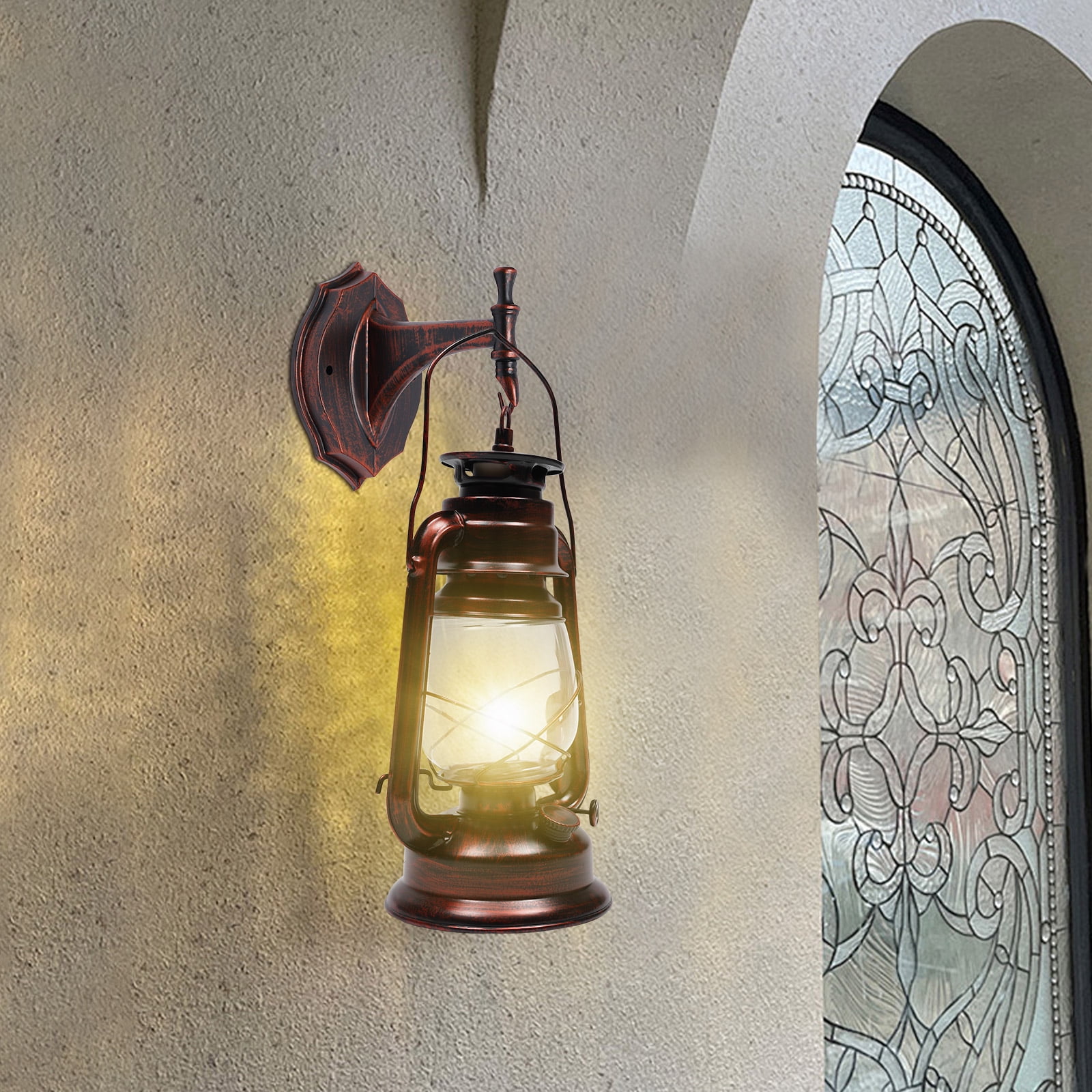 Outdoor Vintage Antique Rustic Lantern Lamp Retro Wall Sconce Light Fixture E27 for Living Room, Bedroom, Porch, Foyer, Hallway, Bar, Café, Themed Hotel, Stairwel ( Bulb Not Included)