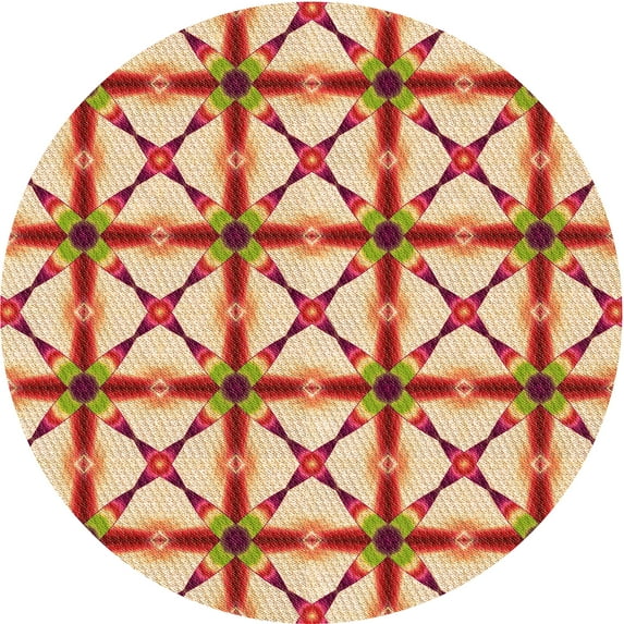 Ahgly Company Indoor Round Patterned Lava Red Area Rugs, 5' Round