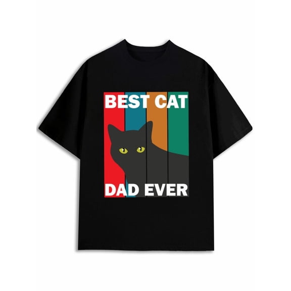 Greenink Best Cat Dad Ever Tee men t-shirt black 2026 graphic tees Wearable year-round Retro Unisex Shirt Short Sleeve tshirts Funny Unisex Shirt Printed tshirts