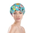 thumbnail image 2 of Cupcake Donut Macaroon Prints Shower Cap, Reusable Bath Hair Hat for all Hair Lengths Hair Cover with Elastic Band Double Waterproof Layers Bathing Hat, 2 of 5