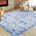 thumbnail image 2 of HOMERRY Indoor Washable 4' x 6' Area Rug Vintage Floral Rug for Living Room Non-Slip Floor Carpet for Bedroom, Blue, 2 of 7