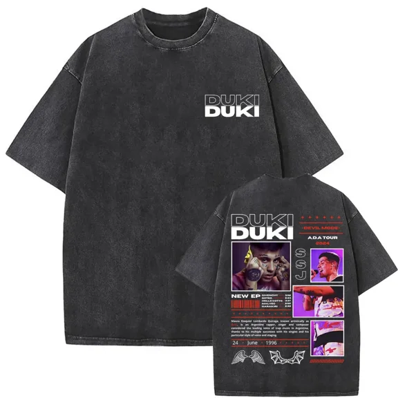 Duki Antes De Ameri Merch Unisex Hip Hop Oversized Washed Vintage Short Sleeve Graphic T-Shirt