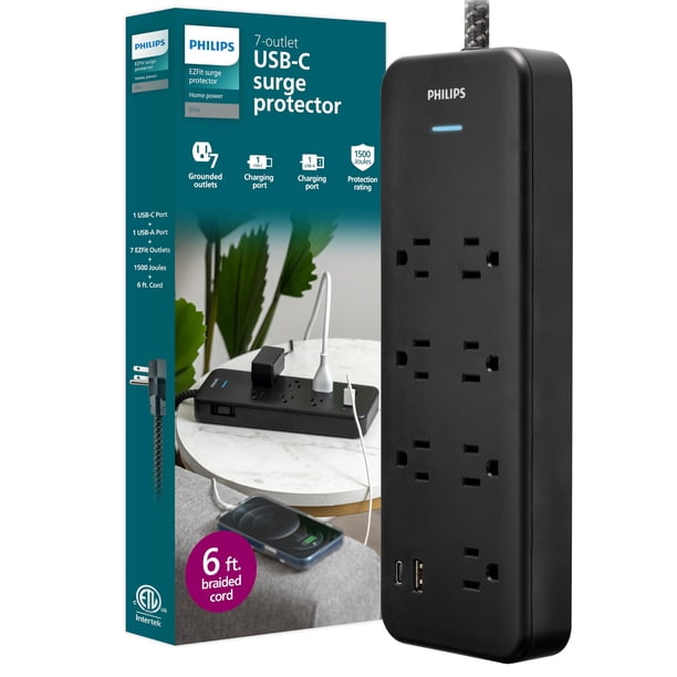 Protector contra sobretensiones Philips SPP3703B/37 7 salidas 1500J 15 W