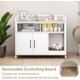 thumbnail image 5 of JJUN Cat Litter Box Enclosure - Cat Washroom Hidden Furniture with Front Entry, Scratcher, 2-Door Storage Cabinet, 2 Compartments, Air Vents, Metal Frame, Wooden Pet Crate House (White), 5 of 19