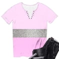 thumbnail image 2 of TaTaai Women's Casual V-Neck T-Shirt Soft Cotton Relaxed Fit Short Sleeve Button Placket All-over Random Print Spring Summer Daily Wear Fashion Lightweight Ladies Top Gift, 2 of 6