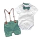 thumbnail image 2 of Ropa de bebé para niño, trajes de cumpleaños de caballero de verano, vestido de fiesta para recién nacido, Rmper sólido de algodón suave + pantalones con cinturón, conjunto para niño pequeño Tan Jianjun unisex, 2 of 2
