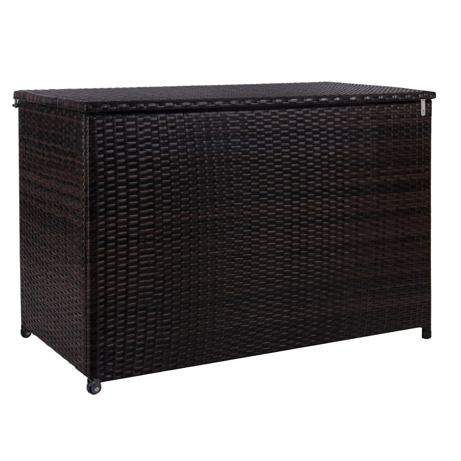 Valita Outdoor Wicker Storage Box, Big Size,Resin Black Rattan