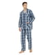 thumbnail image 4 of GLOBAL Conjunto de Pijama de Tejido Liso de Manga Larga para Hombre, Ropa de Dormir de Algodón, Ropa de Dormir Cómoda, Cuadros Azules Elegantes L, 4 of 7