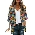 thumbnail image 2 of Fznquz Cardigan Sweaters for Women Lightweight Chiffon Kimono Cardigan Open Front Floral 2025 Sweater Multicolor Ladies Tops, 2 of 5