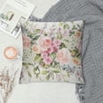 thumbnail image 2 of Heduofu Pink Vintage Decorative Pillow Covers, Pink Flowers and Leaves On Beige Watercolor Floral Double Sided Throw Pillow Covers Sofa Cushion Cover Square 16 Inches White, 2 of 5