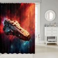 thumbnail image 2 of Manfei Dreamy Spaceships Shower Curtain 72Wx84L,Celestial Red Nebula Cloud Bathroom Shower Curtain, 2 of 5