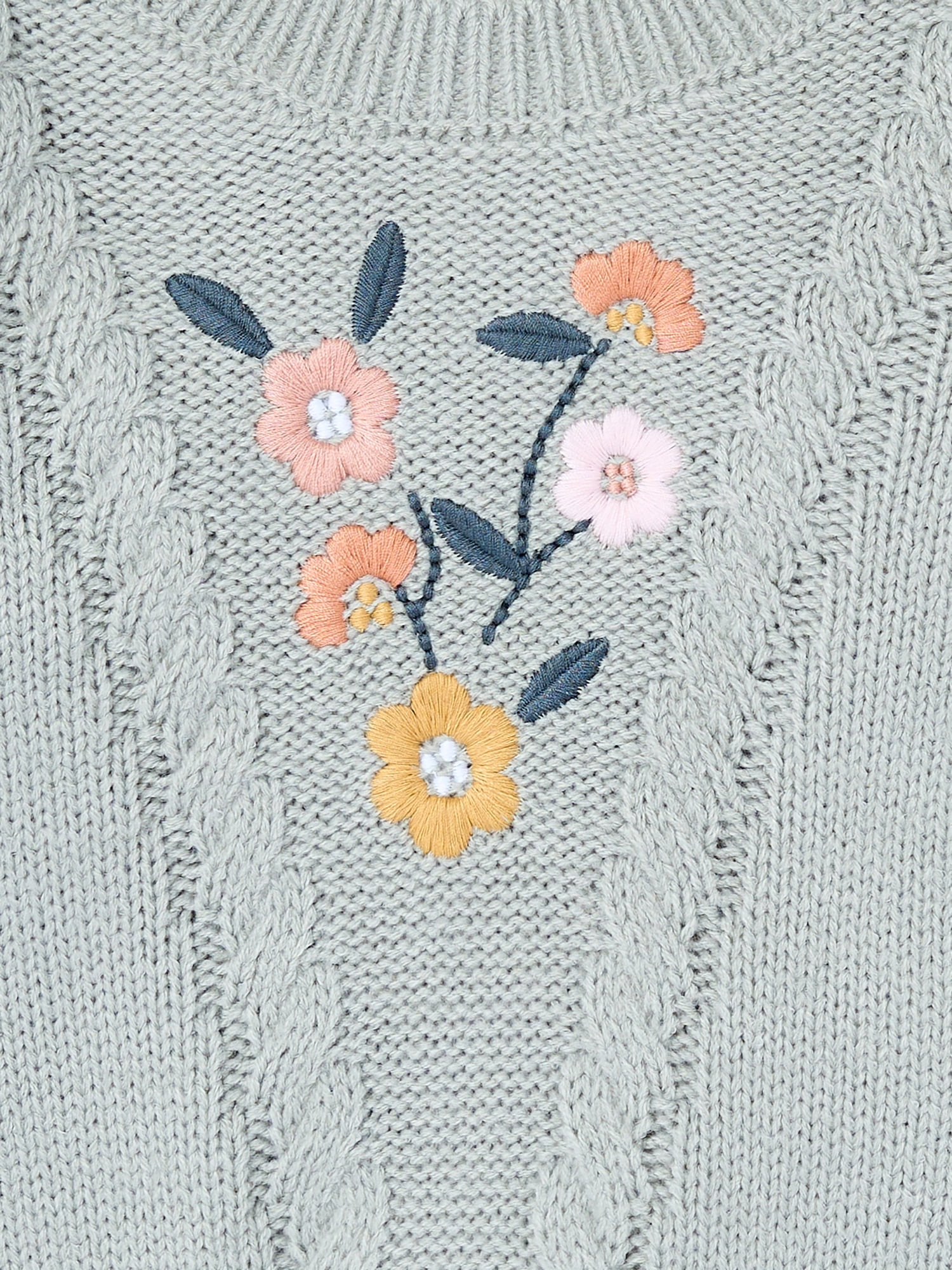 Modern Moments by Gerber Toddler Girl Sweater with Textural Stitches and Embroidery, Sizes 12M-5T