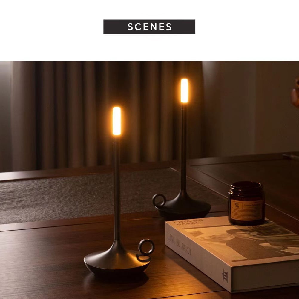 ITIGOITIE Atmospheric Candlelight Art LED Desk Lamp, Aluminum Oxide, Black