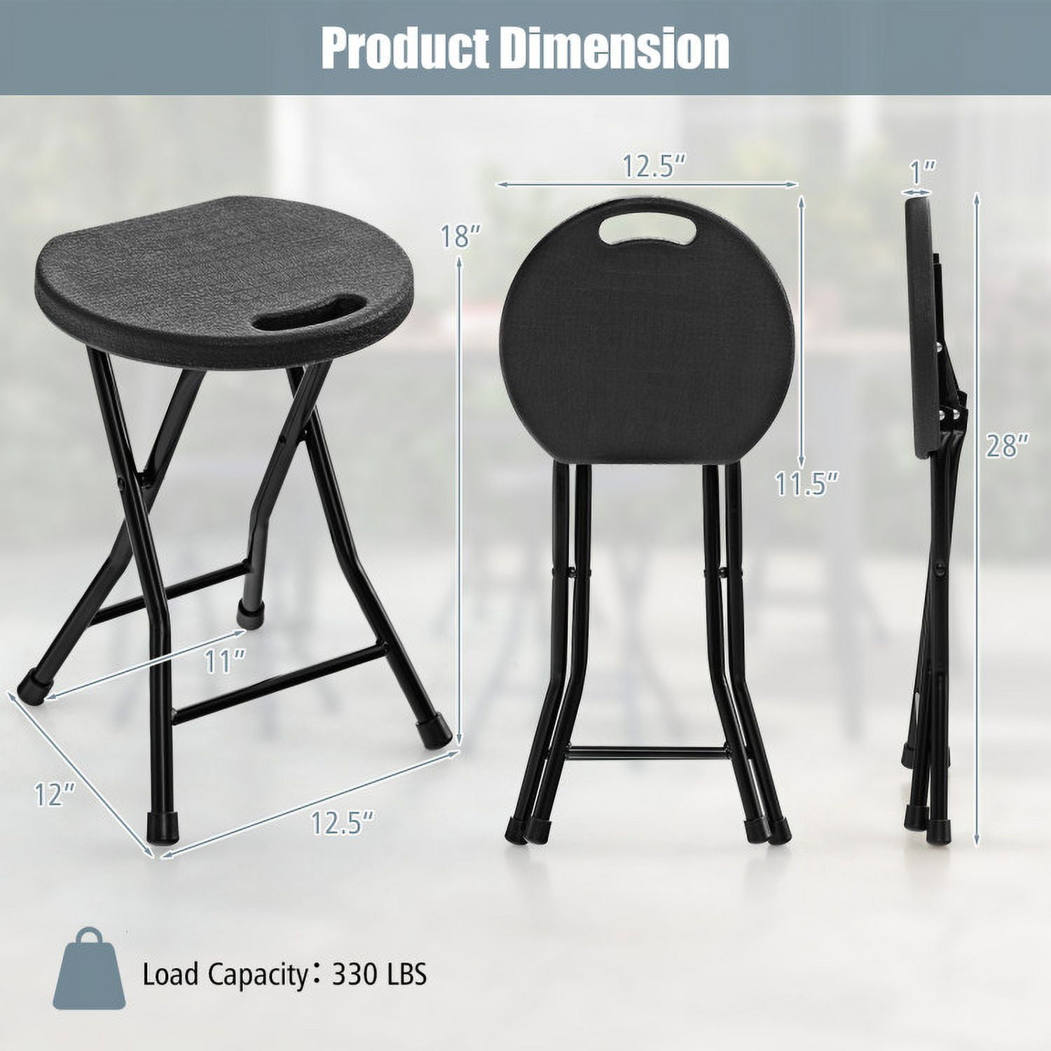 Aimee Lii Set of 4 18 Inch Collapsible Round Stools with Handle, Outdoor Patio Set Aimee Lii Set of 4 18 Inch Collapsible Round Stools with Handle, Outdoor Patio Set