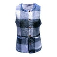 thumbnail image 4 of Htigea Fleece Plaid Vest for Women Sleeveless Button Front Cardigans Soft Comfy Homewear Casual Coats with Pockets Blue XXL, 4 of 7
