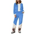 thumbnail image 2 of Wlynlyn Womens Pajamas Sets Fleece Color Block Loungewear Long Sleeve Crewneck Sweatshirts Jogger Pants 2 Piece Outfits, 2 of 6