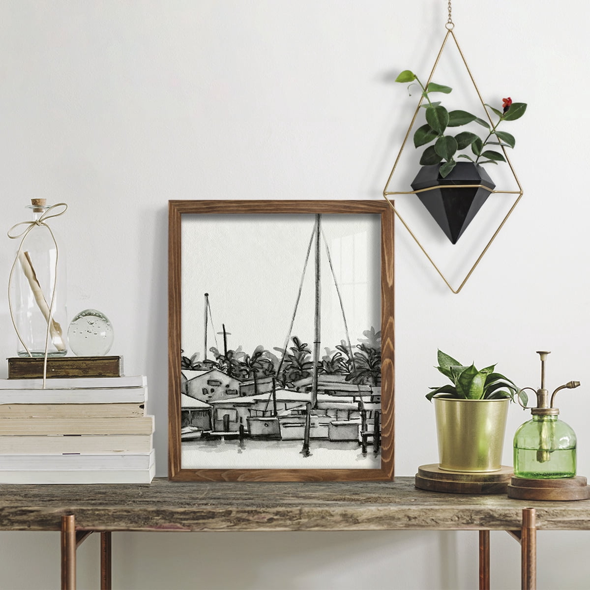 Neutral Tropics III - Framed Print w/glass - Walnut