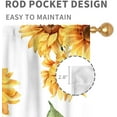 thumbnail image 4 of Sunflower Curtains for Living Room, Rusitc Farmhouse White Yellow Floral Flower Printed Retro Country Rod Pocket Kitchen Bedroom Cafe Window Drapes Treaments 2 Panel, 42"x63" Inch, 4 of 5