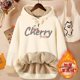 thumbnail image 4 of Sudadera con capucha de terciopelo grueso de invierno para mujer, sudadera con capucha con letras para mujer, jersey de talla grande, tops de manga larga de lana de cordero cálidos, abrigo, 4 of 5