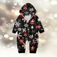 thumbnail image 2 of Bjutir Matching Family Christmas Pajamas Jumpsuits Snowflake Print Hooded Zipper Long Sleeve Warm Fall Winter Holiday Sleepwear Black, 2 of 6