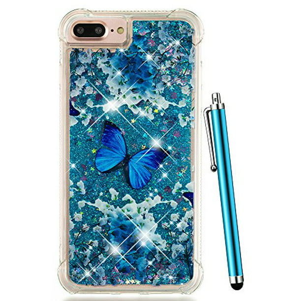 iPhone 8 Plus Case Glitter,CAIYUNL Liquid Sparkle Bling Luxury Clear