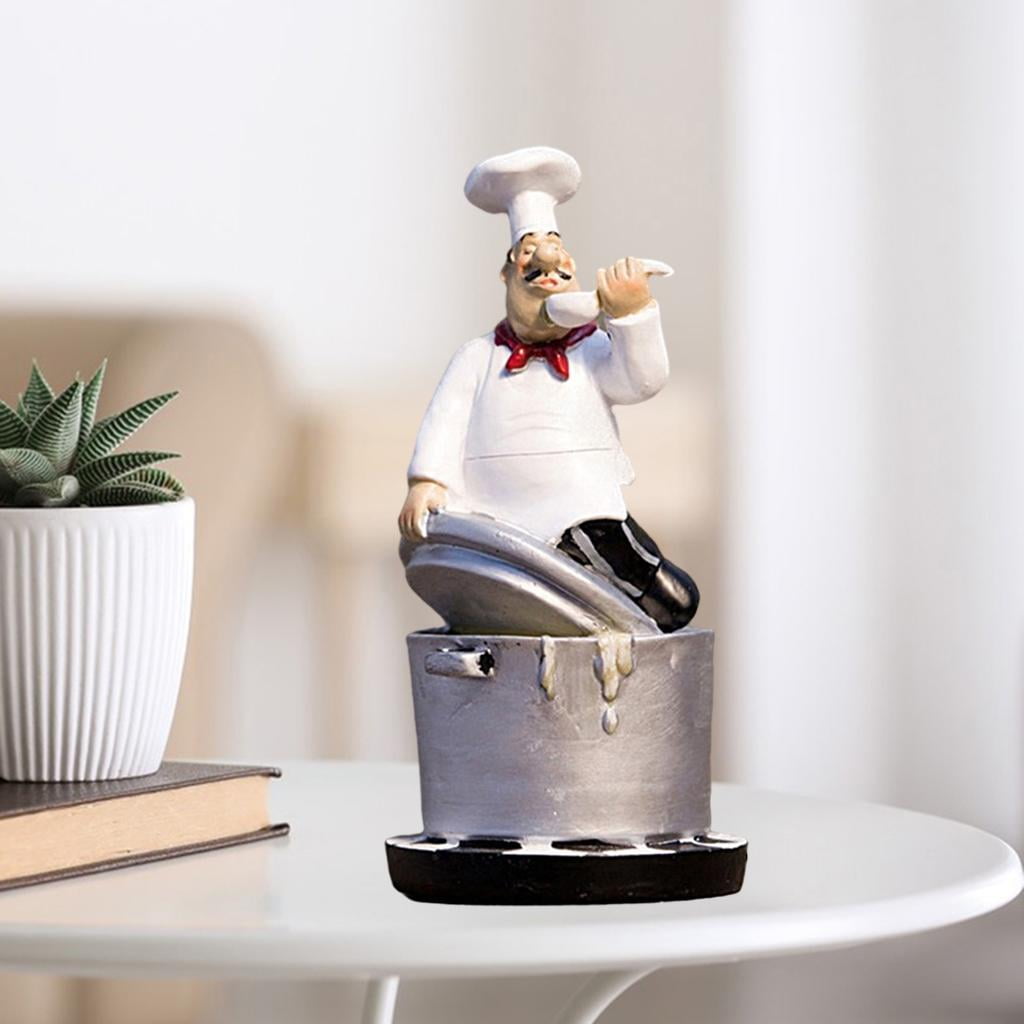 European Resin Chef Statue Figurine Kitchen Decor Miniature Ornaments Chef  Collectible Gift restaurant house kitchen Cook Cafe Bar shop