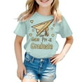 thumbnail image 4 of Phcqqok Fourth of July Shirt Girls Graduation Shirt Preschool Kindergarten First Day School Outfit Cute Cartoon Print Short Sleeve Tee Comfortable Casual Top for Toddler Kids 6-7 Years, 4 of 4
