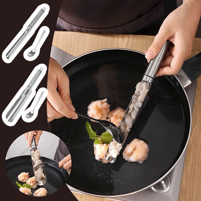 Máquina para Hacer Albóndigas de Acero Inoxidable, Mango Ergonómico, Fácil de Usar, Utensilio de Cocina para El Hogar, 27 X 3,5 Cm, Resistente y Resistente a La Oxidación.