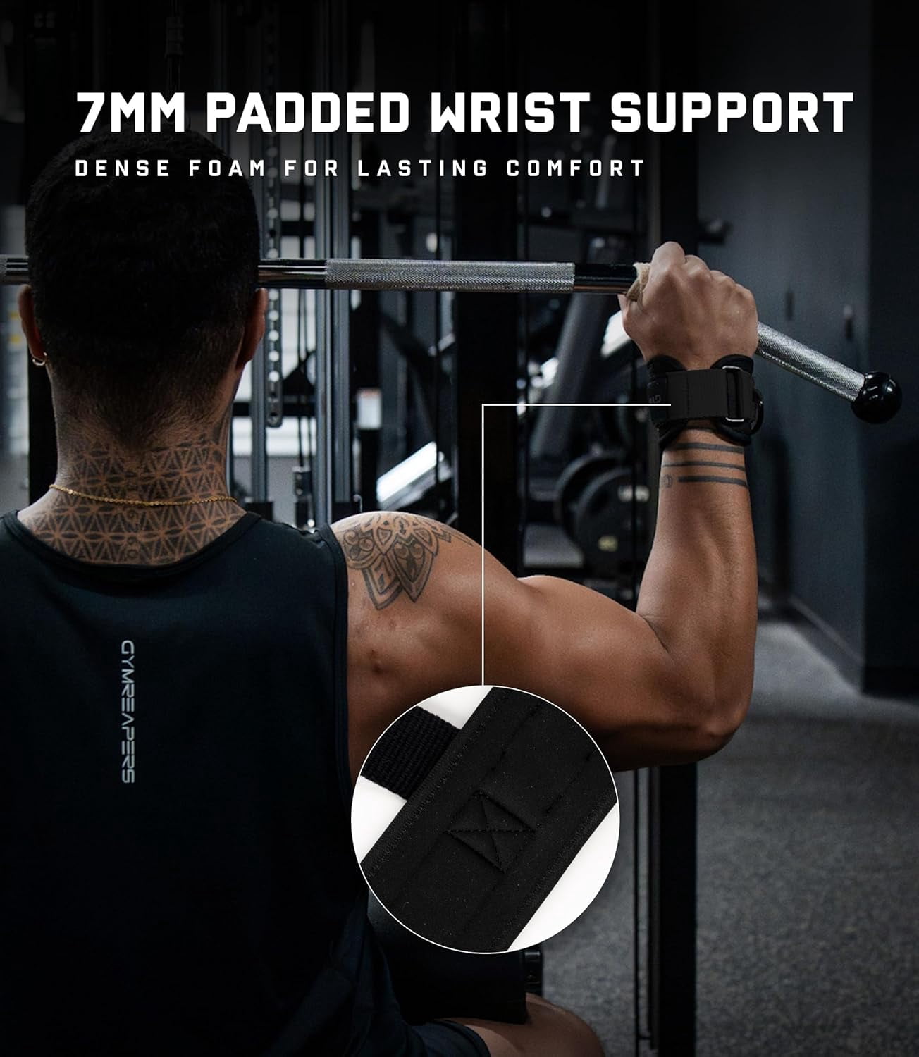 Gymreapers GripLink Lifting Straps – Heavy Duty D-rings Wrists Straps with Anti-Slip Silicone Grip Beads, Cushioned, Adjustable Support for Deadlifts, Powerlifting, Cable Machines and Gym Trainings