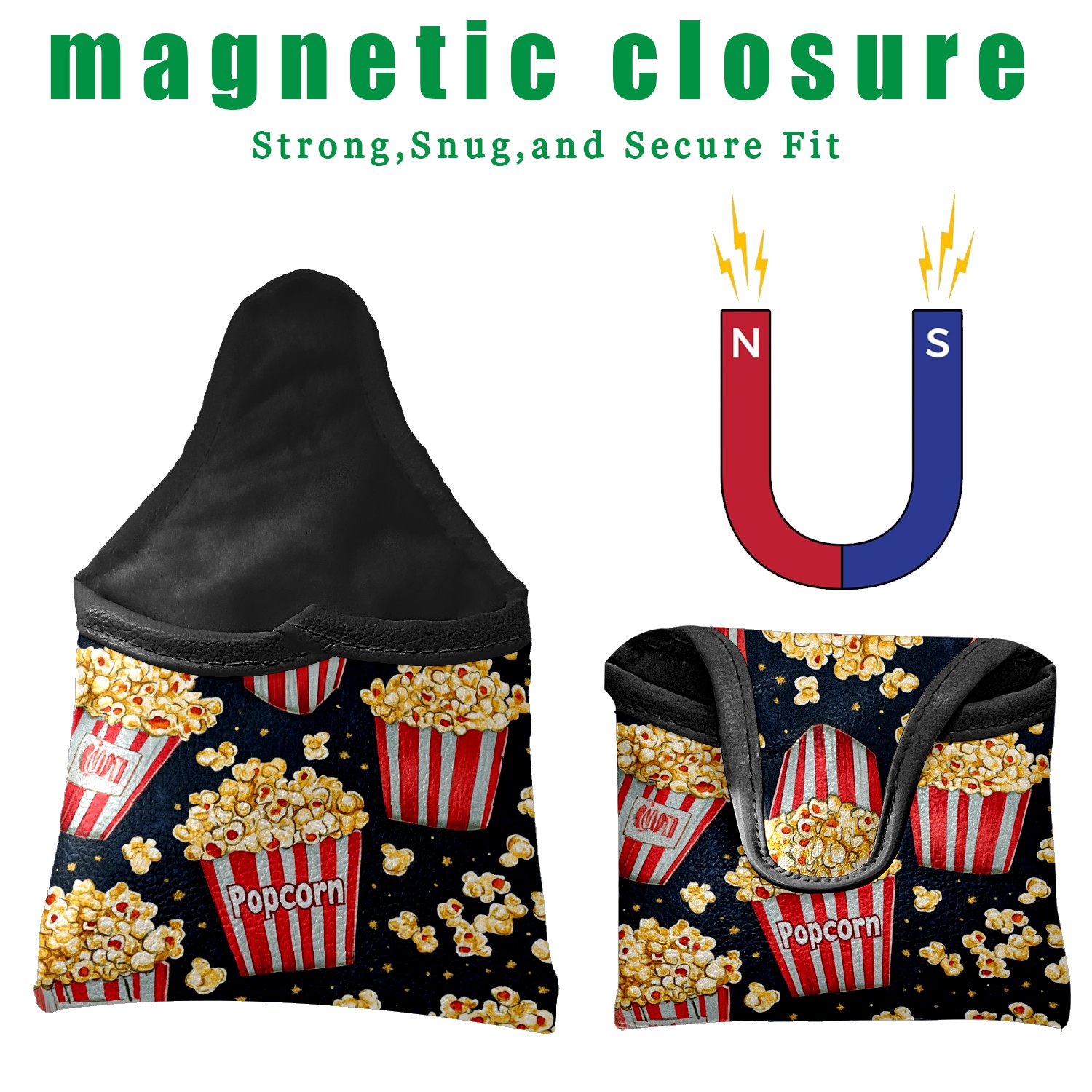 Golf Mallet Putter Cover Premium Leather Golf Putter Head Cover with Magnetic Closure, Golf Cover for Men and Women Popcorn Pattern
