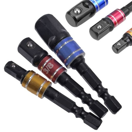 

Goodhd 3Pcs Drill Socket Adapter Impact Driver with Hex Shank Extension Bar 1-4 3-8 1-2
