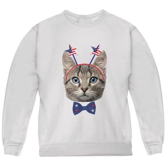 4th of July Funny Cat Youth Sweatshirt White YSM