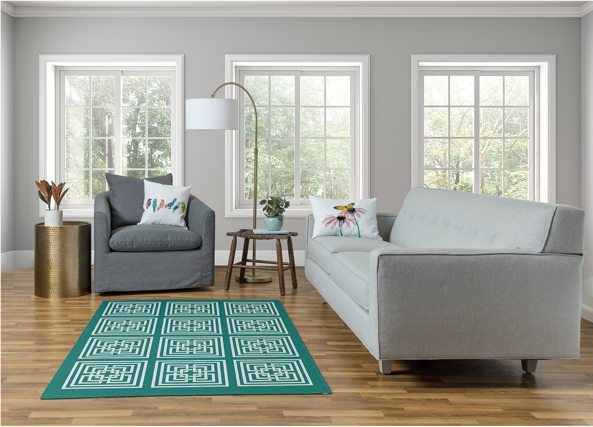Simply Daisy 4' x 6' Desert Turquoise Greek New Key Rug