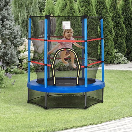 Resenkos 5-Foot Kids Trampoline with Protective Enclosure Net for Ages 3-6 - Blue